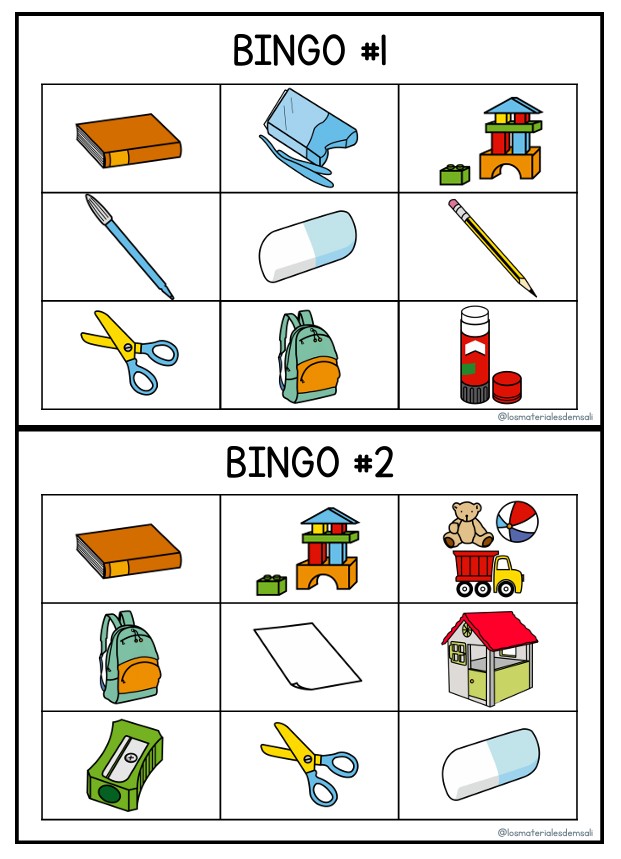BINGO MATERIAL ESCOLAR - SCHOOL SUPPLIES BINGO
